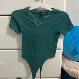 Cute Green V cut body suit